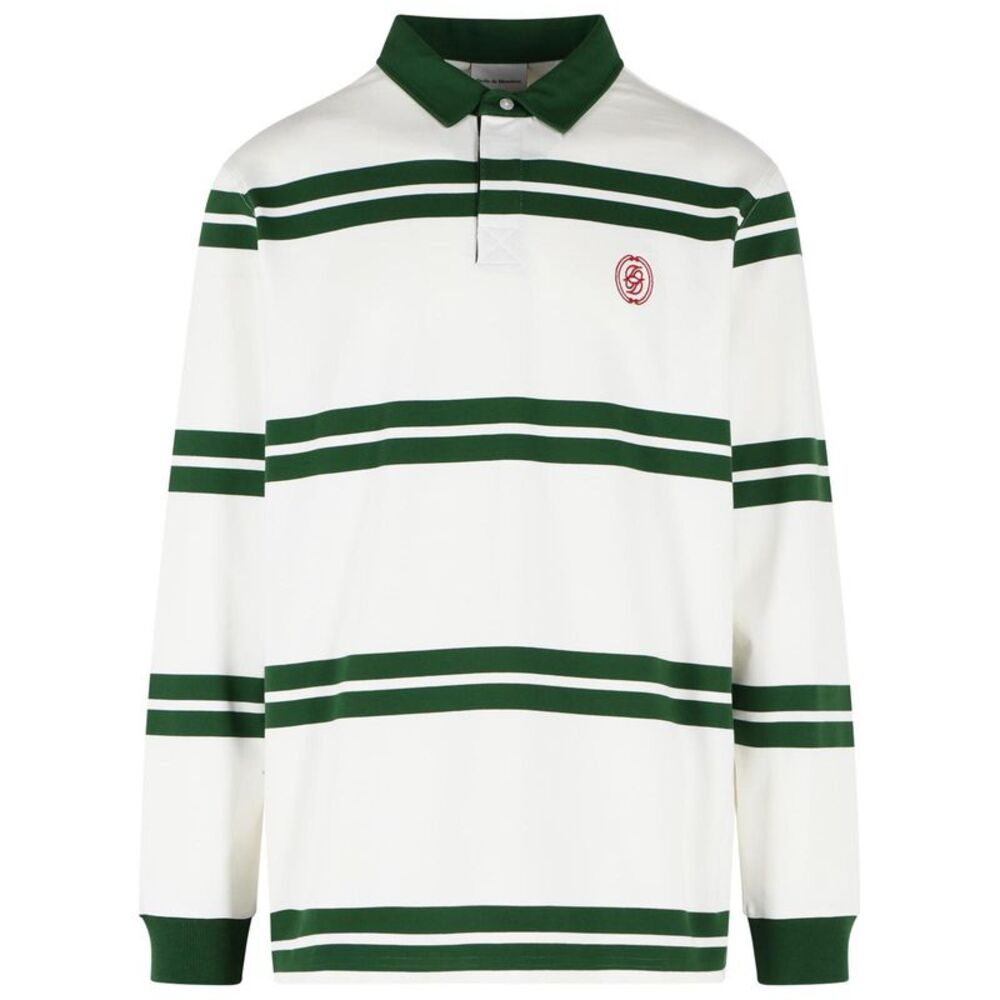Drole De Monsieur 'D Ornament' White And Green Cotton Polo Shirt Men